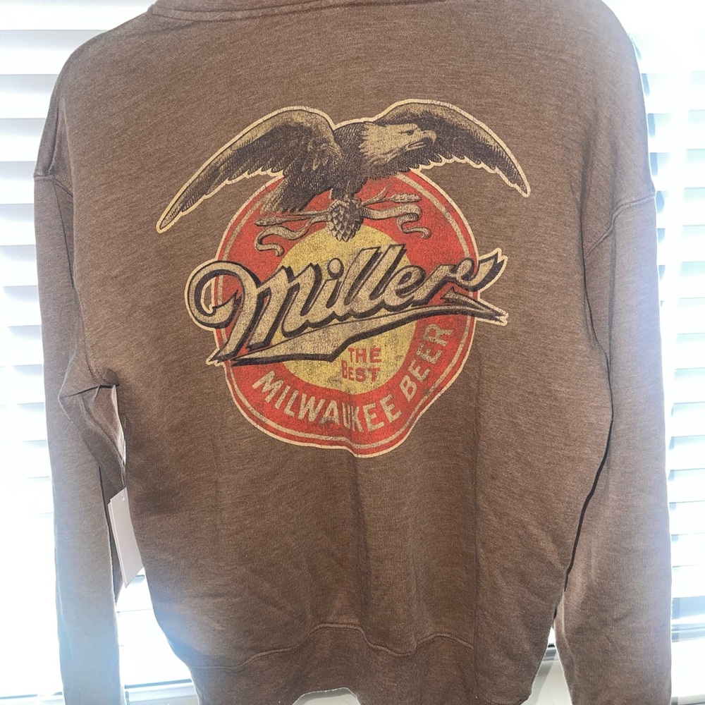 miller high life zip up hoodie